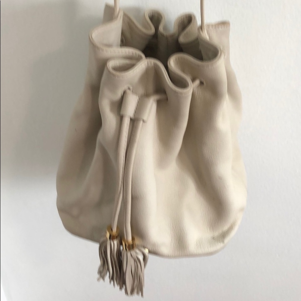 UGG cream leather bucket bag